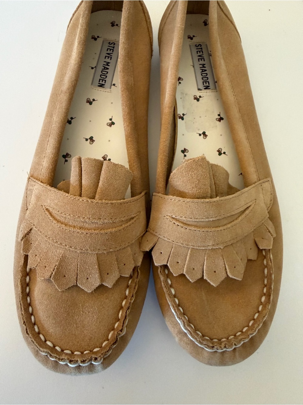 Steve Madden Kids Tan Suede Fringe Moccasins